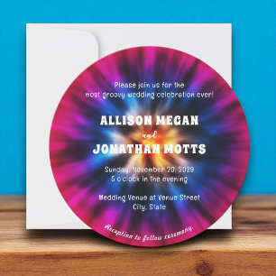 Gefärbte Krawatte 60er 70er Retro Hochzeitseinladu Einladung