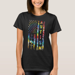 Gefärbte Krawatte American Flag Autism Awareness S T-Shirt