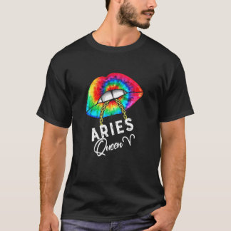Gefärbte Krawatte Aries Queen Lips März April T-Shirt