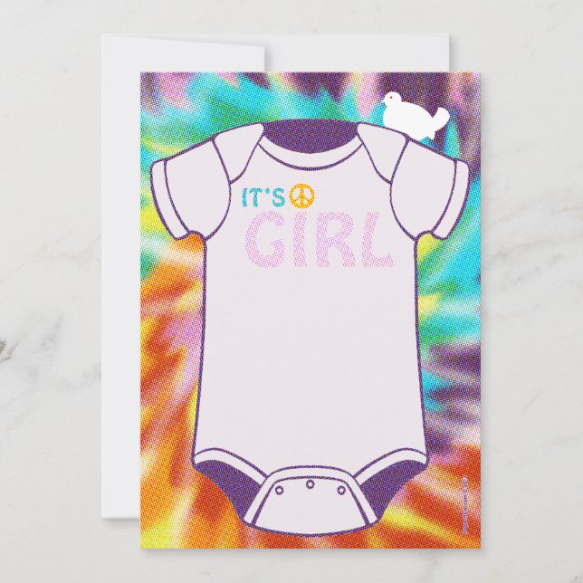 Gefärbte Krawatte Babydusche Einladungen (Vorderseite)