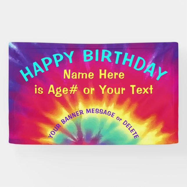 gefärbte Krawatte-Banner Personalisiert für Geburt Banner (Horizontal)