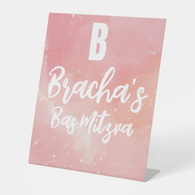 Gefärbte Krawatte bas mitzva Geburtstag Sockelschild (Vorderseite)