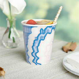 Gefärbte Krawatte Blau weißer Swirl funky Retromus Pappbecher