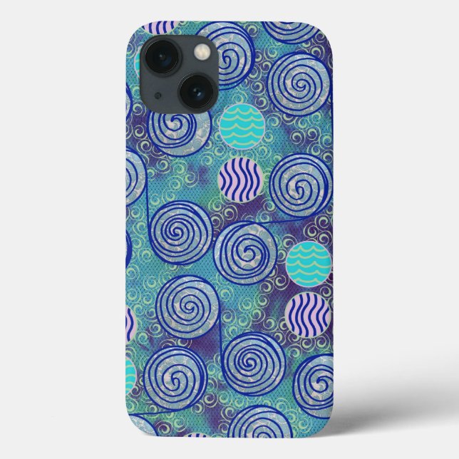 Gefärbte Krawatte Blue Circles Pattern Case-Mate iPhone Hülle (Rückseite)