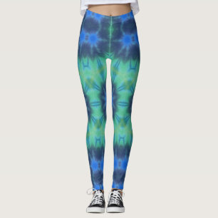 Gefärbte Krawatte Blue Green Yoga Gym Sport Leggin Leggings