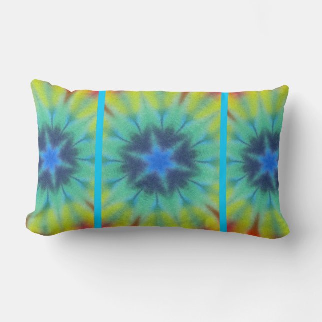 Gefärbte Krawatte Blue Yellow Green Lendenkissen (Vorderseite)