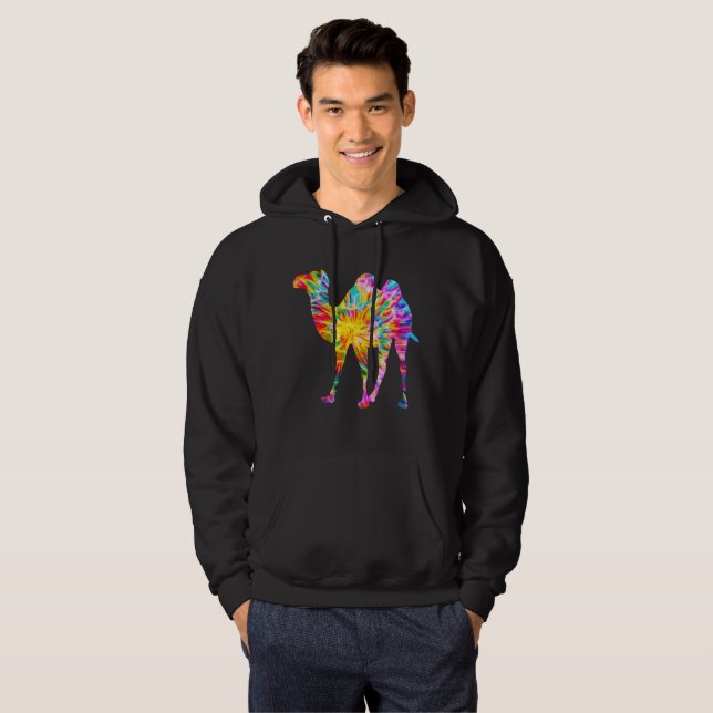 GEFÄRBTE KRAWATTE CAMEL HOODIE (Vorne ganz)