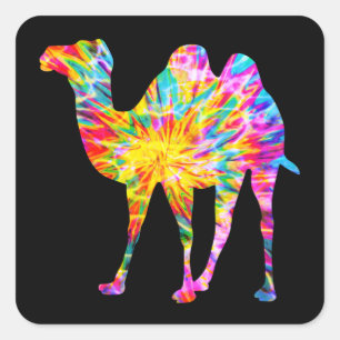 GEFÄRBTE KRAWATTE CAMEL QUADRATISCHER AUFKLEBER
