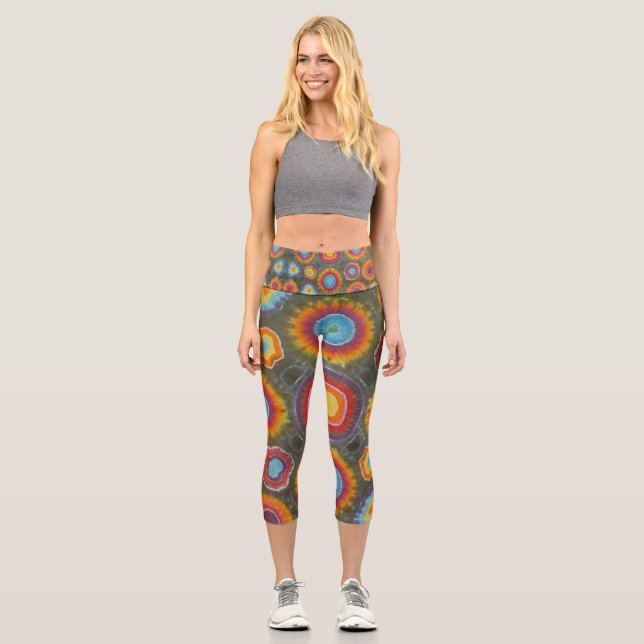 Gefärbte Krawatte Capri Leggings (Vorderseite)