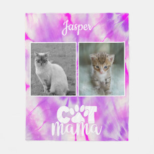 Gefärbte Krawatte Cat Mama Personalisiert Rosa Fleecedecke