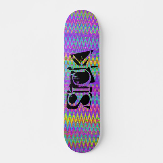 Gefärbte Krawatte Crazy Zickzack Skateboard (Vorne)