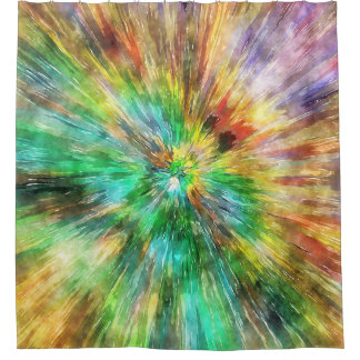 Gefärbte Krawatte der Aquarellfarben-Sternexplosio Duschvorhang