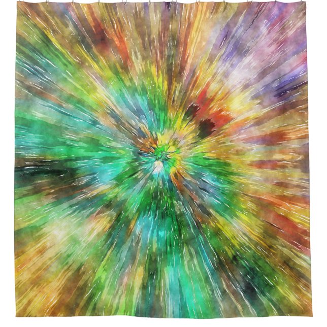 Gefärbte Krawatte der Aquarellfarben-Sternexplosio Duschvorhang (Vorderseite)