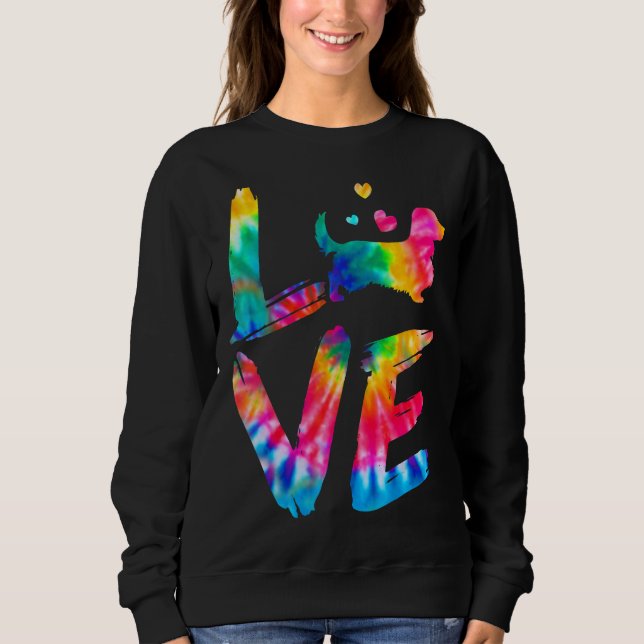 Gefärbte Krawatte der langen Dackel Liebe Hund Mam Sweatshirt (Vorderseite)