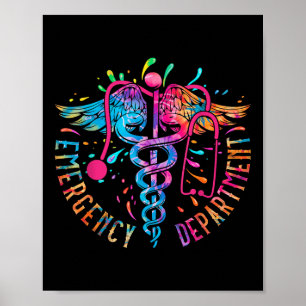 Gefärbte Krawatte der Notfallabteilung Ed Er Nurse Poster