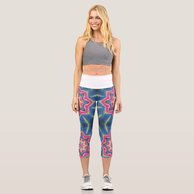 Gefärbte Krawatte der Sterne Capri Leggings (Vorderseite)