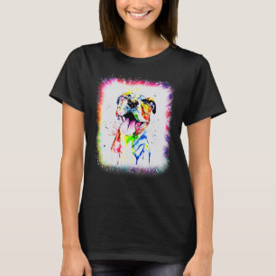 Gefärbte Krawatte der Wasserfarbenfrohe Bull Terri T-Shirt