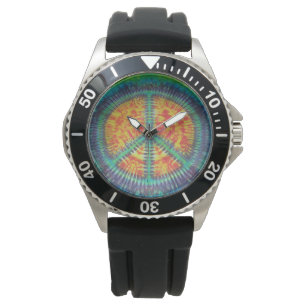 Gefärbte Krawatte des Friedenszeichens Armbanduhr