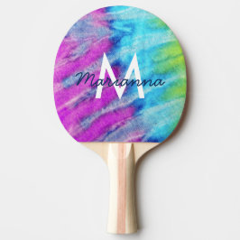 Gefärbte Krawatte Design Monogram Retro Tischtennis Schläger