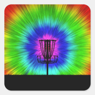 Gefärbte Krawatte Disk Golf-Aktionskorb Quadratischer Aufkleber