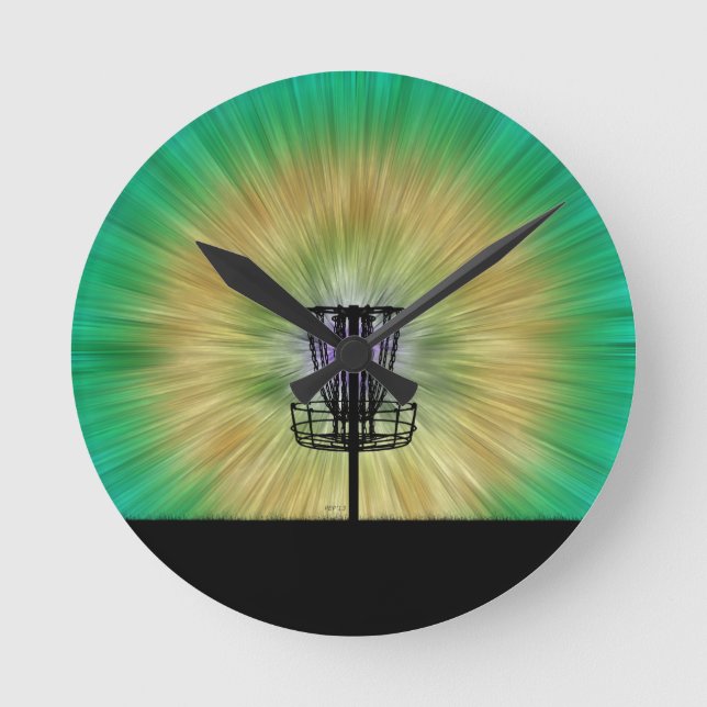 Gefärbte Krawatte Disk Golf-Aktionskorb Runde Wanduhr (Vorderseite)
