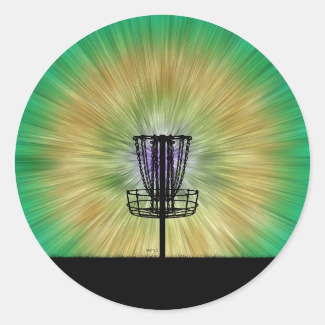 Gefärbte Krawatte Disk Golf-Aktionskorb Runder Aufkleber (Vorderseite)