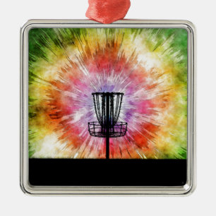 Gefärbte Krawatte Disk Golf Basket Silbernes Ornament