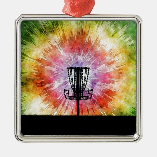 Gefärbte Krawatte Disk Golf Basket Silbernes Ornament (Vorne)