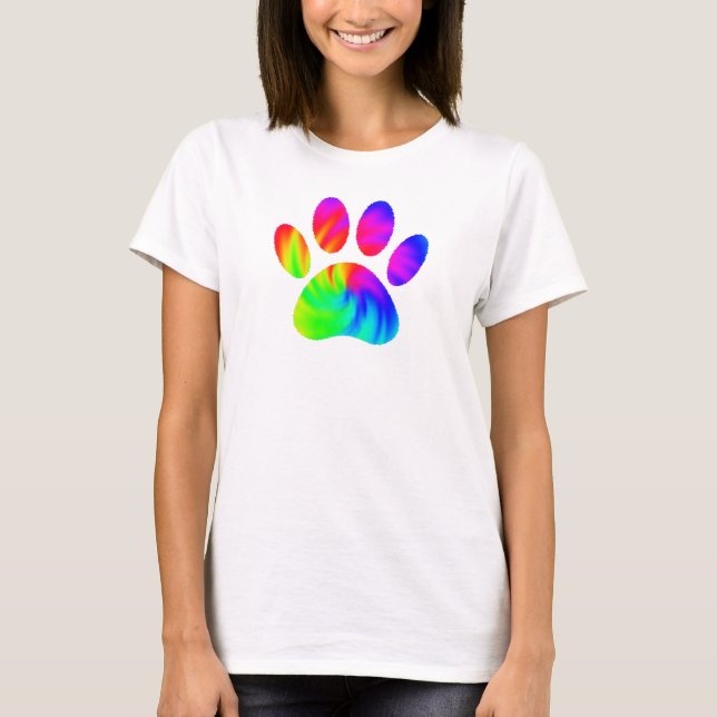 Gefärbte Krawatte Dog Paw Print Graphic T-Shirt (Vorderseite)