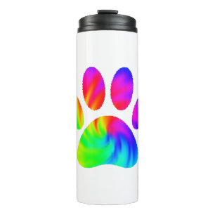 Gefärbte Krawatte Dog Paw Print Graphic Thermosbecher