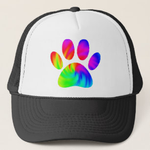 Gefärbte Krawatte Dog Paw Print Graphic Truckerkappe