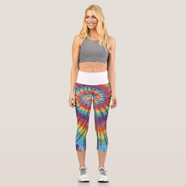 Gefärbte Krawatte drehen Capri Leggings (Vorderseite)