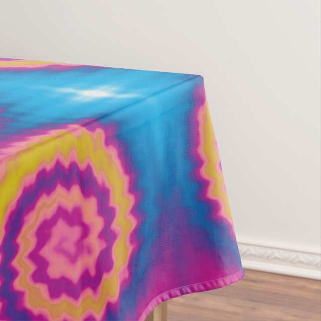 Gefärbte Krawatte Farbenfrohe, trendige Retromuste Tischdecke (Beispiel)