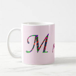 Gefärbte Krawatte Farbige Nebel Wirbel Letter M Mo Kaffeetasse