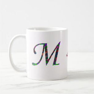 Gefärbte Krawatte Farbiger, schwirbeliger Buchstab Kaffeetasse