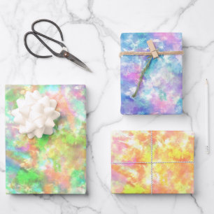 Gefärbte Krawatte Farbiges Boho Retro Hippie-Muste Geschenkpapier Set