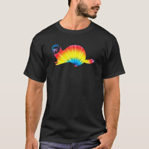 Gefärbte Krawatte Ferret Regenbogen Print Weasel P T-Shirt