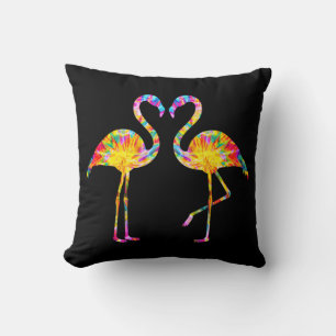 GEFÄRBTE KRAWATTE FLAMINGO KISSEN