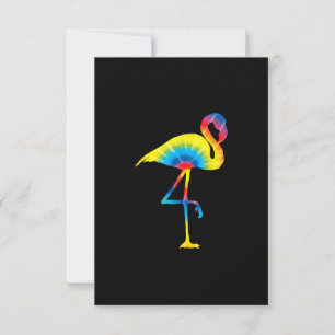 Gefärbte Krawatte Flamingo Rainbow Print Bird Anim Einladung