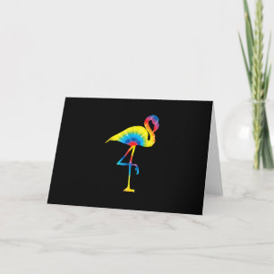 Gefärbte Krawatte Flamingo Rainbow Print Bird Anim Feiertagskarte