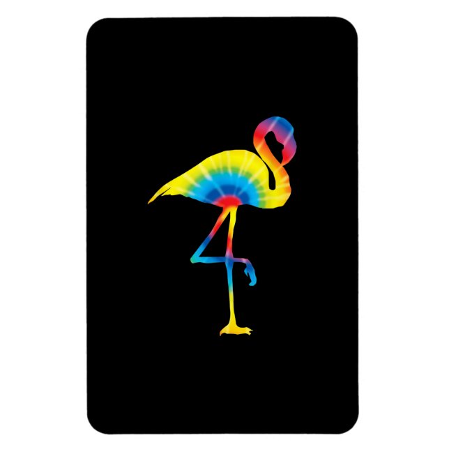 Gefärbte Krawatte Flamingo Rainbow Print Bird Anim Magnet (Vertikal)