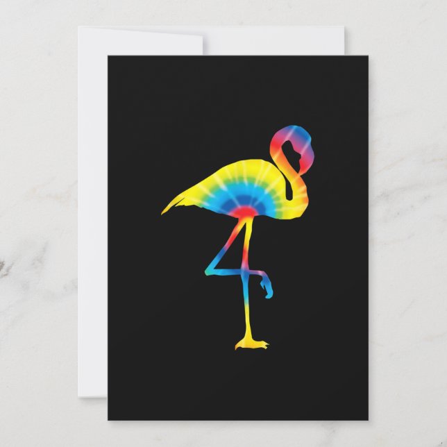Gefärbte Krawatte Flamingo Rainbow Print Bird Anim Save The Date (Vorderseite)