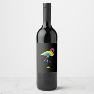 Gefärbte Krawatte Flamingo Rainbow Print Bird Anim Weinetikett
