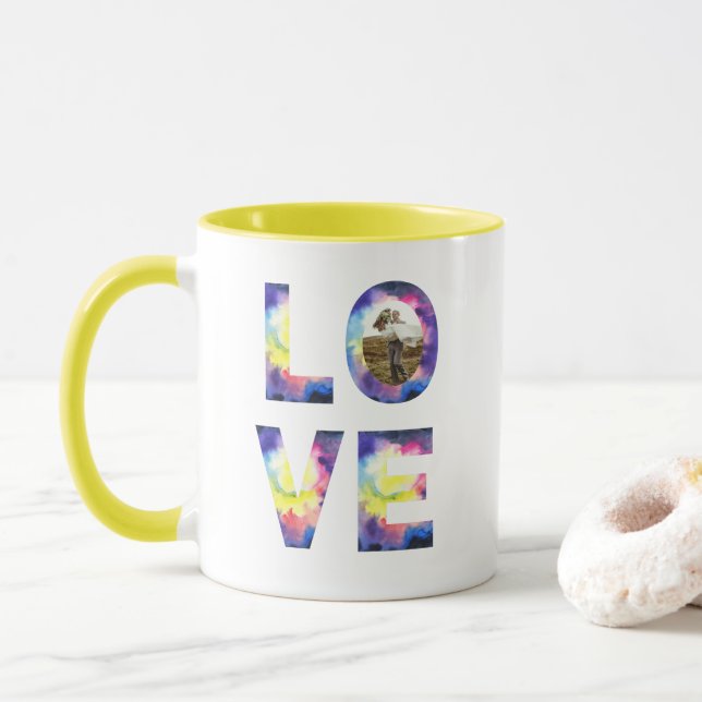 Gefärbte Krawatte Foto Liebe Tasse (Mit Donut)