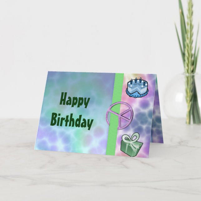 Gefärbte Krawatte Frieden Geburtstag Karte (Vorderseite)