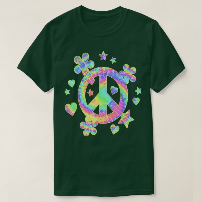 Gefärbte Krawatte Frieden Zeichen Niedliche Liebe  T-Shirt (Design vorne)