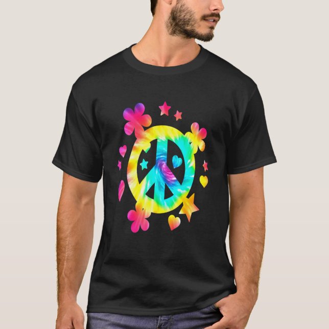 Gefärbte Krawatte Frieden Zeichen Niedliche Liebe  T-Shirt (Vorderseite)