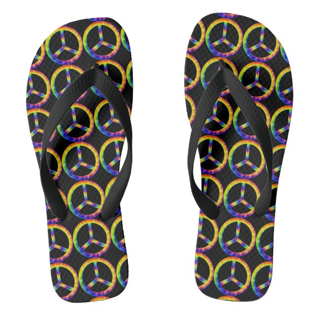 Gefärbte Krawatte Friedenszeichen Flip Flops (Fußbett)