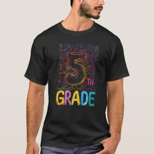Gefärbte Krawatte Fünfte Grade Typografy Teacher E T-Shirt