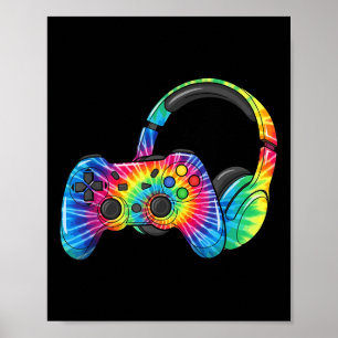 Gefärbte Krawatte Gaming Headset Controller Video Poster